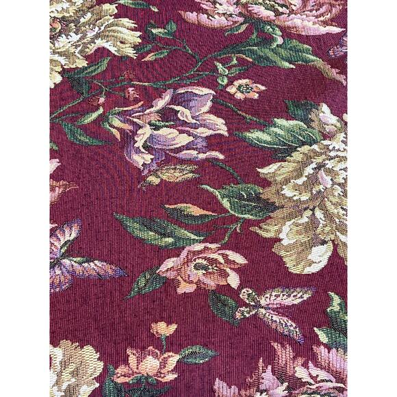 Vtg Tapestry Upholstery Fabric Red Peonies Floral Jacquard Grandmillenial BTY - Picture 4 of 8